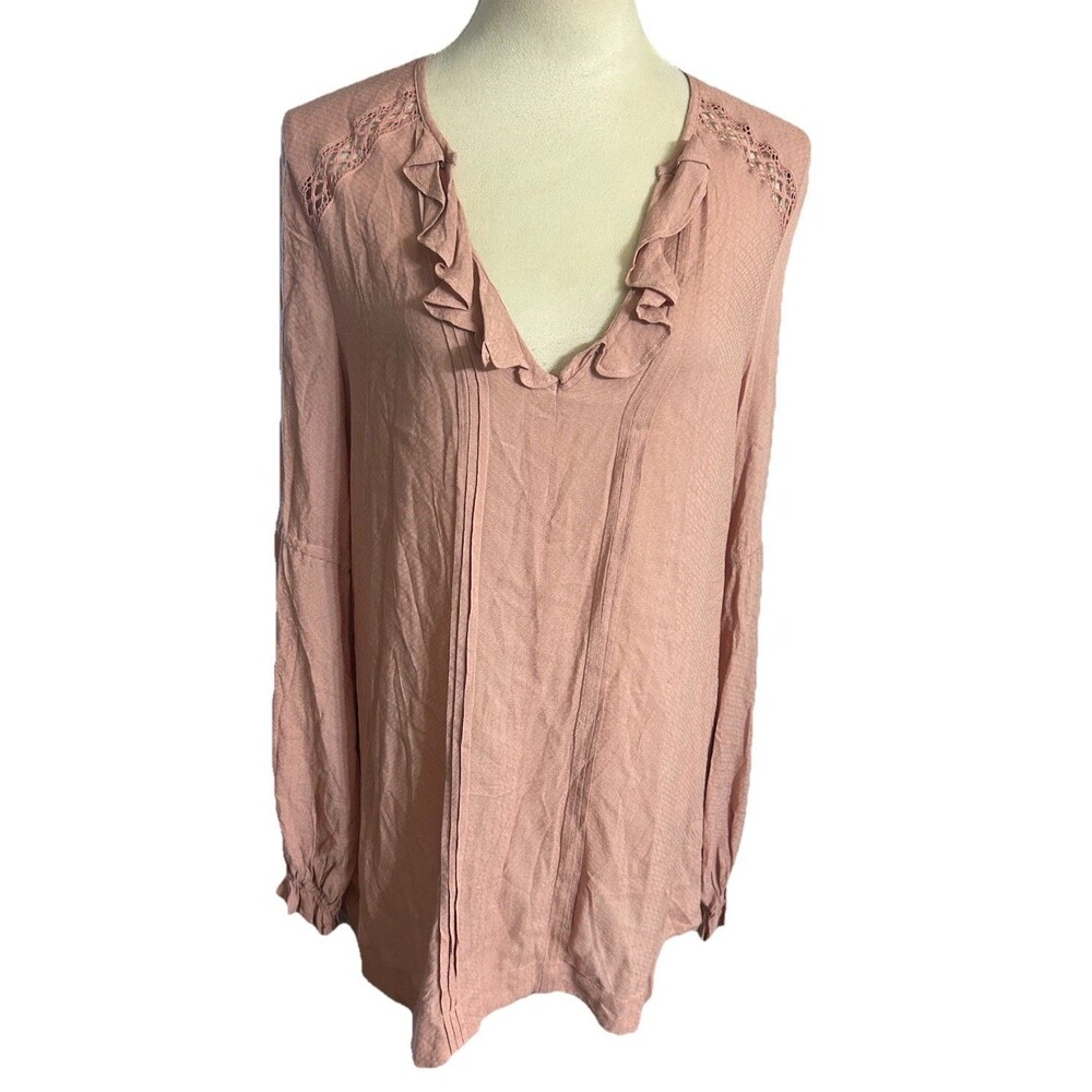 Free People Women Size S Dream A Little Dream Ruffle Tunic Dusty Rose Top Boho